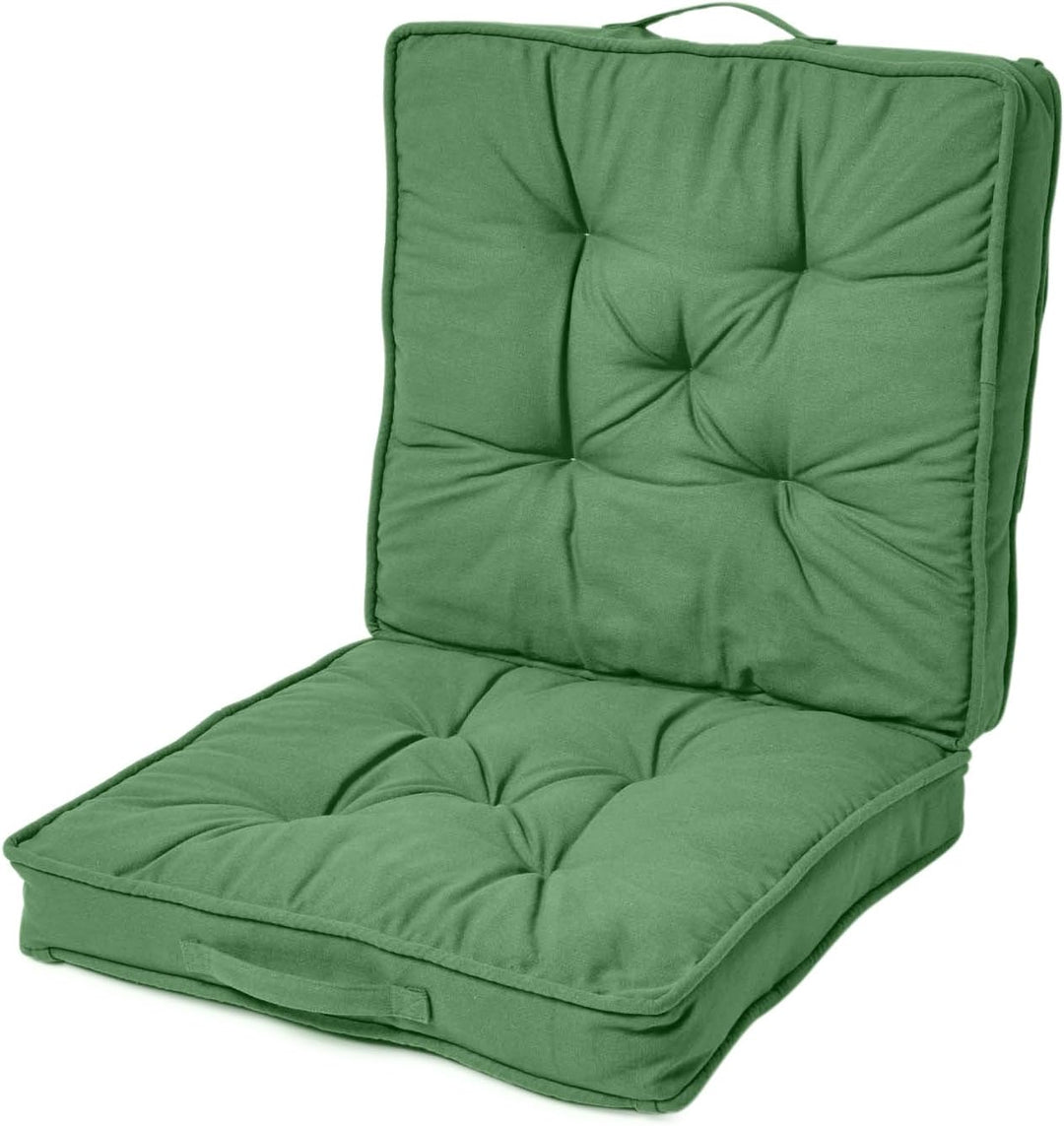 Homescapes Faltbares Reisekissen 50x50 cm grün, Auto-Sitzkissen mit Rückenlehne, Klappsitzkissen für