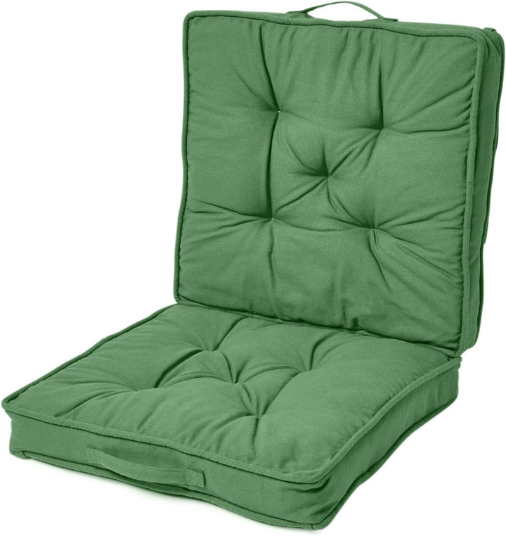 Homescapes Faltbares Reisekissen 50x50 cm grün, Auto-Sitzkissen mit Rückenlehne, Klappsitzkissen für