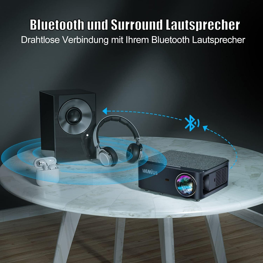 Beamer, Full HD 1080P 9500 Lumen Beamer 5G WiFi Bluetooth Beamer Unterstützung 4K Video, LED Heimkin