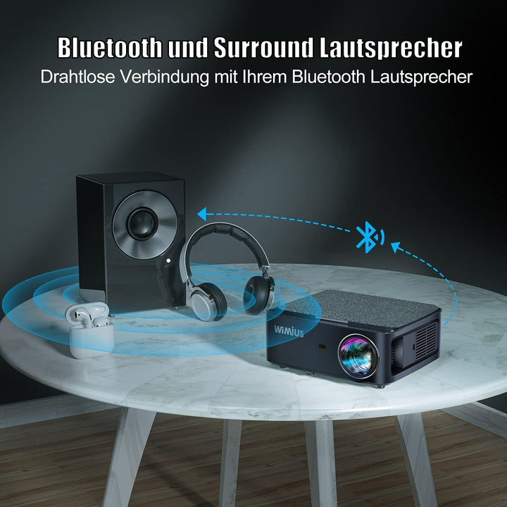 Beamer, Full HD 1080P 9500 Lumen Beamer 5G WiFi Bluetooth Beamer Unterstützung 4K Video, LED Heimkin