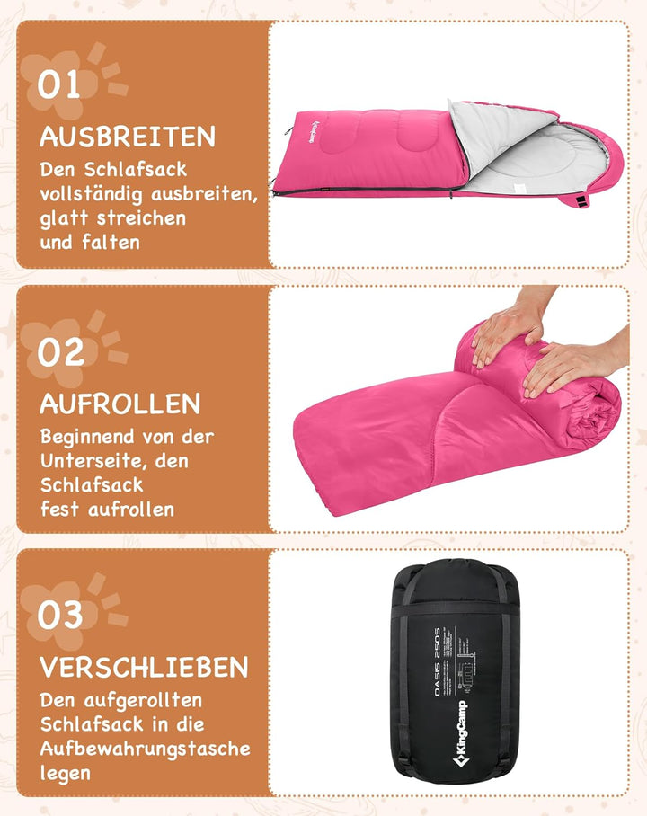 KingCamp Schlafsack Deckenschlafsack Camping Outddor 3-4 Jahreszeiten für Erwachsene Kinder Ultralei
