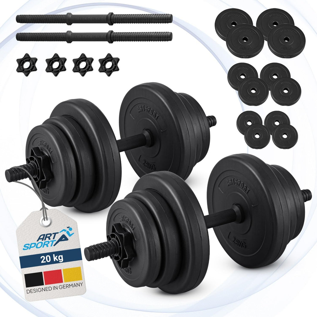 ArtSport 2er Hantelset 20/30 / 40 kg - Kurzhantel Set mit 2 Kurzhanteln, Gewichten & 4 Sternverschlü
