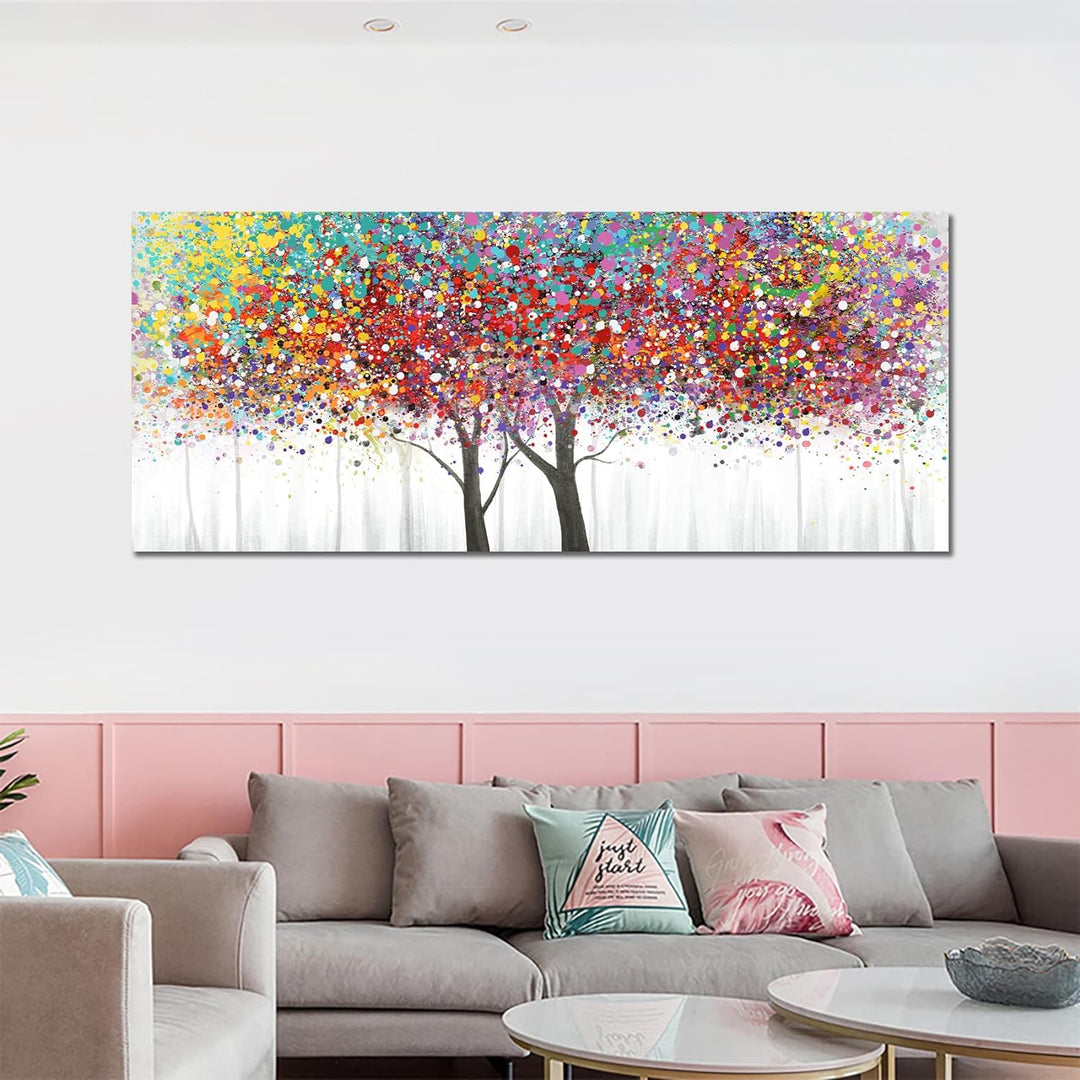 Bunter Baum des Lebens Mit Rahmen Leinwand Bilder Landschaft Leinwand Malerei Gemälde Poster Foto Bi