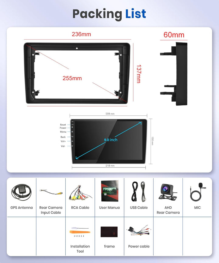 Podofo 2+32G Wireless Apple Carplay 9 Zoll Autoradio 2 Din FĂŒr Opel Zafira Antara/Astra 2006-2010 An