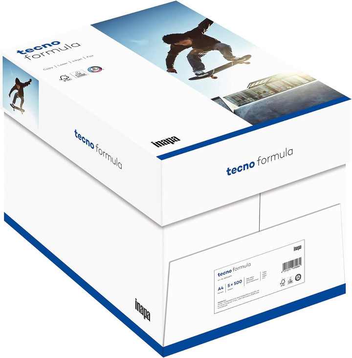 inapa Drucker-/ Kopierpapier tecno Formula: 75 g/m², A4, 2500 Blatt (5x500), hochweiss