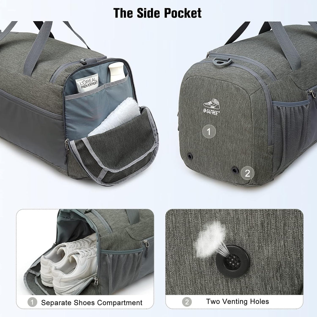 G4Free 60L Grosse Sporttasche&Reisetasche für Damen und Herren/mit Schuhfach & Nassfach/Trainingstas