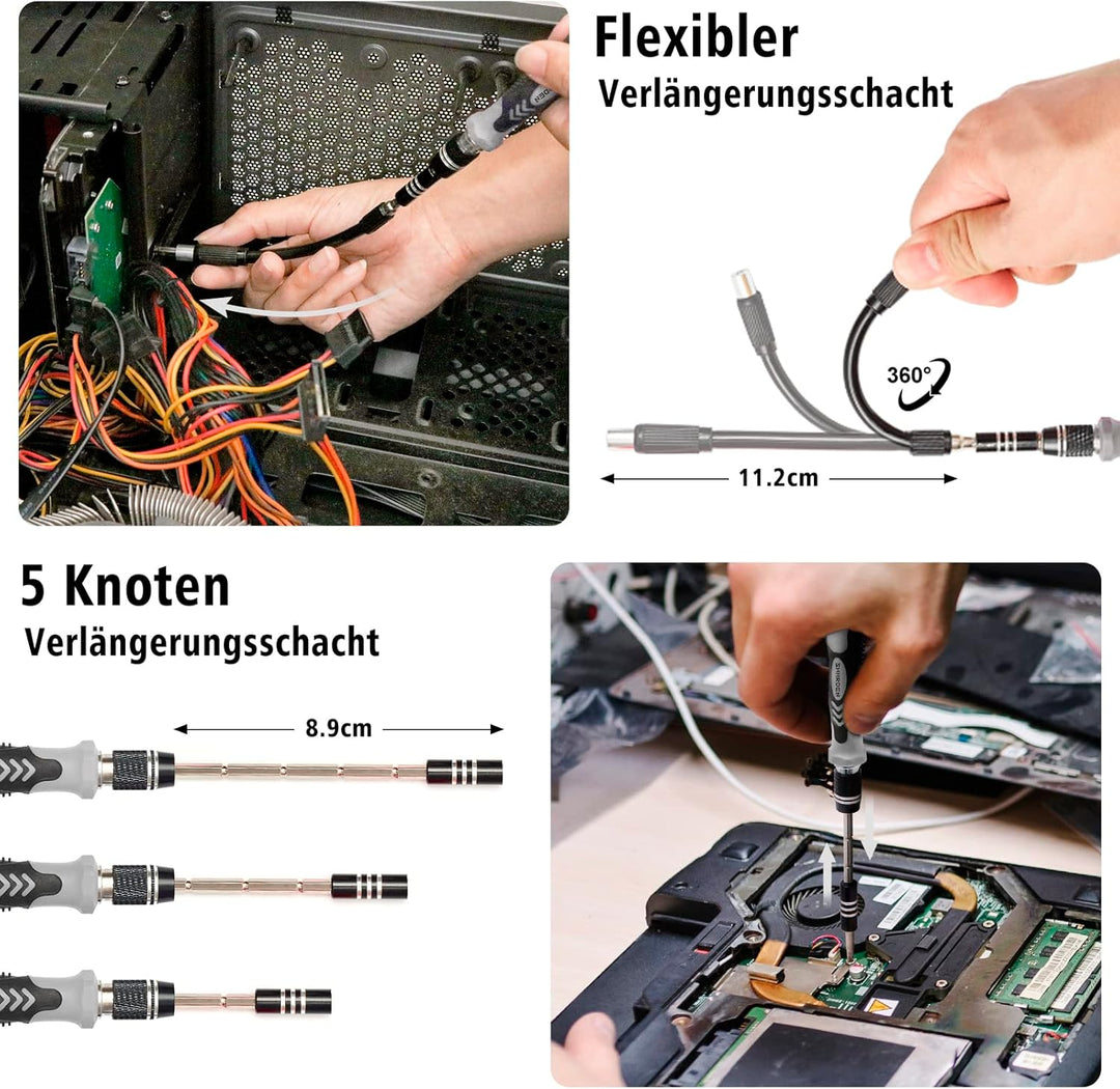 SHARDEN Feinmechaniker Schraubendreher Set, 122 in 1 Mini Präzisions Werkzeug Kit mit Torx T2 T5 T6