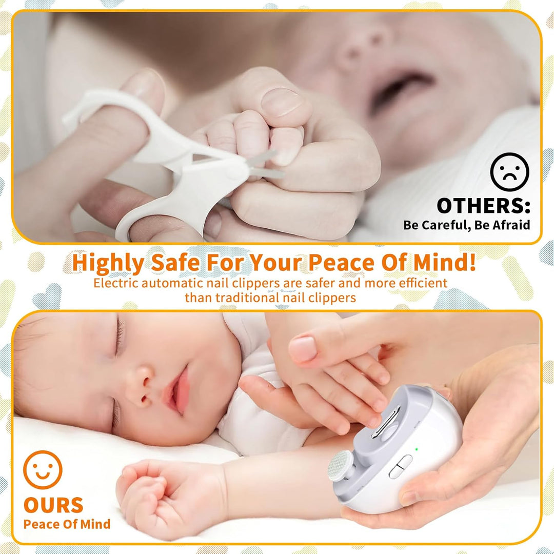 Elektrischer Nagelknipser mit Licht und 2 Geschwindigkeiten, 2-in-1-Design automatischer Baby-Nagels