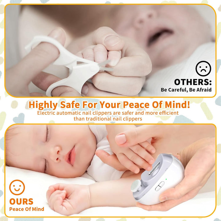Elektrischer Nagelknipser mit Licht und 2 Geschwindigkeiten, 2-in-1-Design automatischer Baby-Nagels