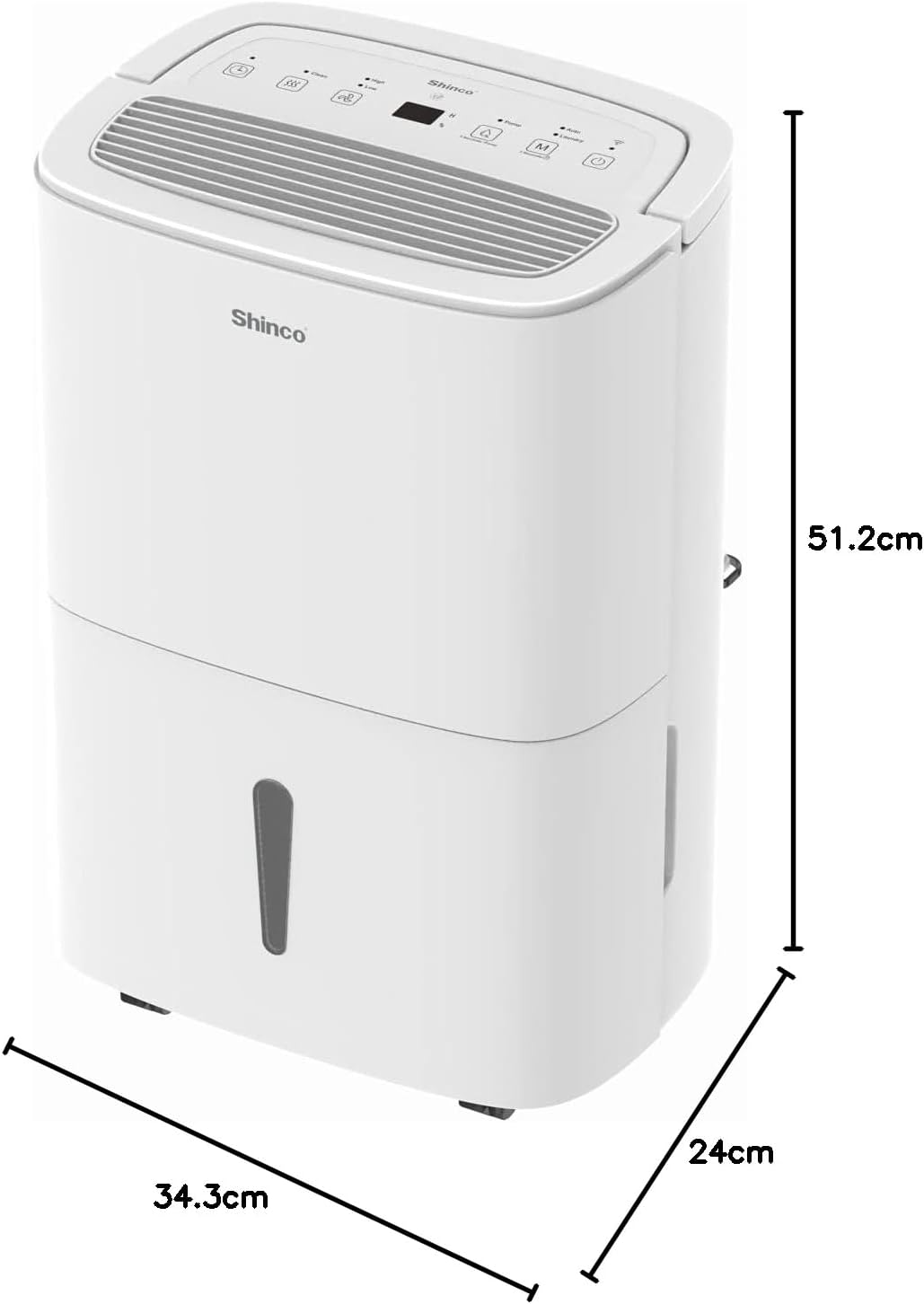 SHINCO Elektrische Luftentfeuchter, 30L/24h, Wifi, Energieeinsparung, Automatischer Neustart, Wäsche