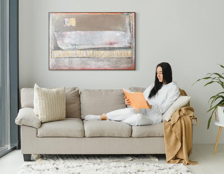 YS-Art Luxus Abstrakt Acryl Gemälde auf Leinwand Accent handgemalt Wandbilder Wohnzimmer modern Wohn