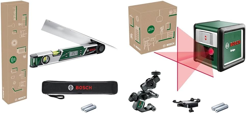 Bosch Winkelmesser UniversalAngle (Winkel bis 220°, mit integrierter Berechnungsfunktion) + Kreuzlin