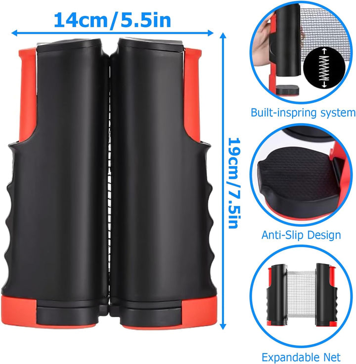 HOMURY Tischtennisschläger Set: Profi Tischtennis Set mit 2 Tischtennisschläger + Einziehbarem Netz