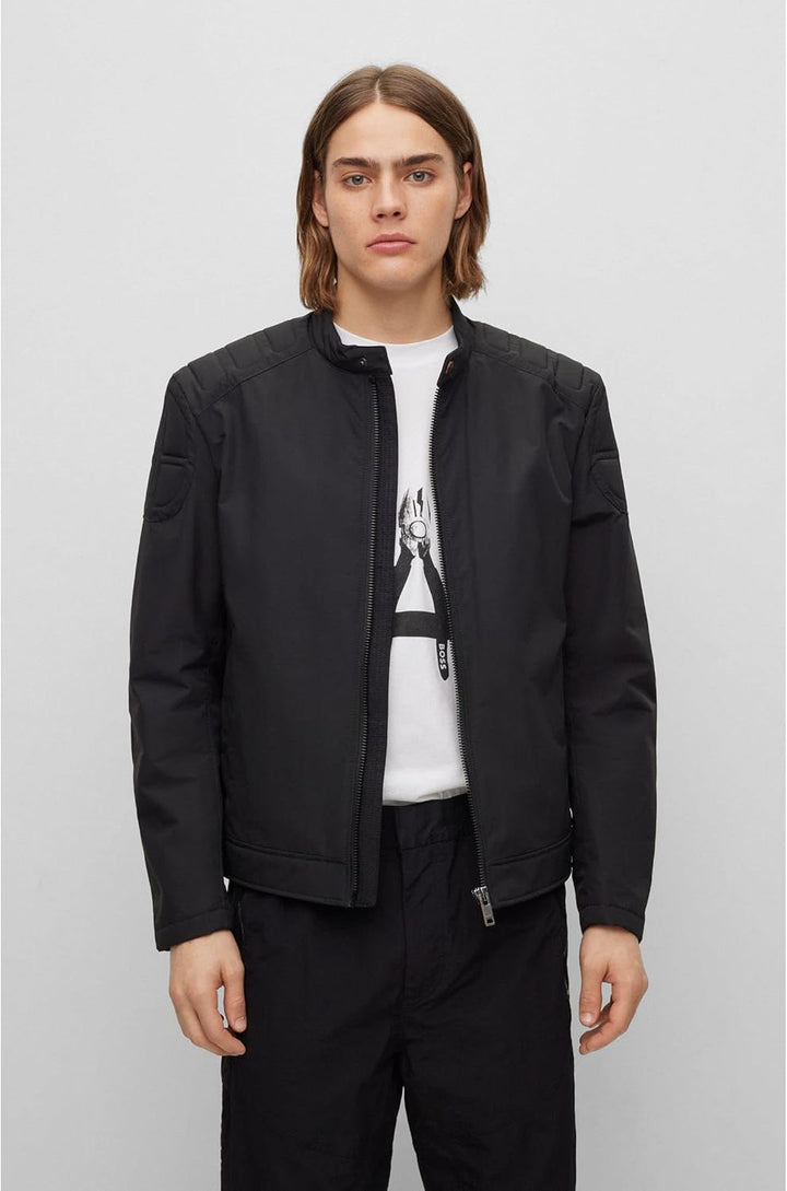 BOSS Herren Ocasey Slim-Fit Bikerjacke aus wasserabweisendem Canvas 54 Black1, 54 Black1