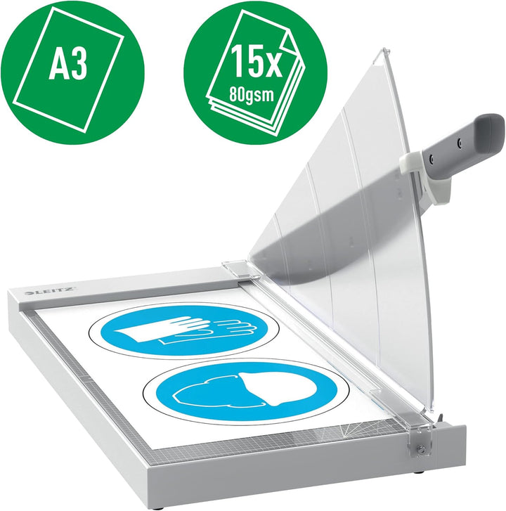 Leitz Precision Office Hebelschneider A3, bis zu 15 Blatt, Papierschneidemaschine mit 457 mm Schnitt