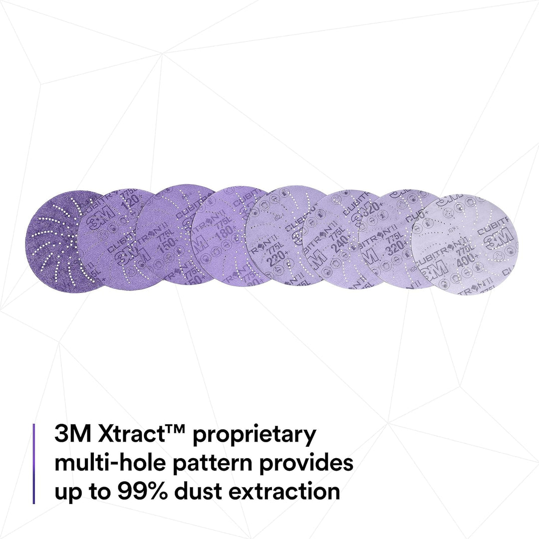 3M Xtract Cubitron, Filmscheibe 775L, 127 mm, 320+, Sauberer Sand, 50 Scheiben pro Packung, 127 mm