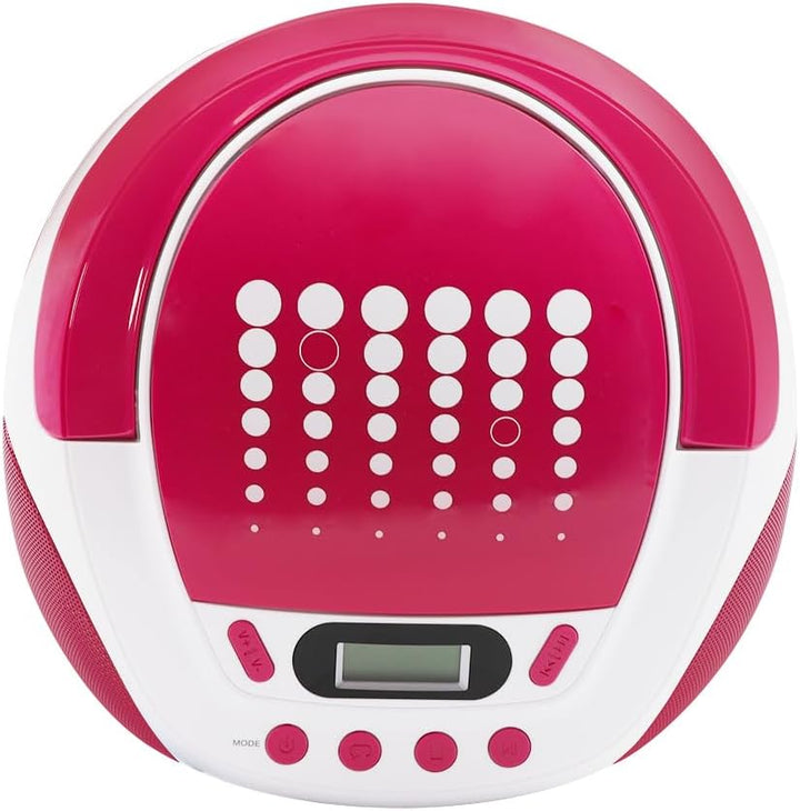 Metronic CD-Player für Kinder, MP3, Pop Pink, mit USB-Port, Stromversorgung oder Batterien, Weiss un