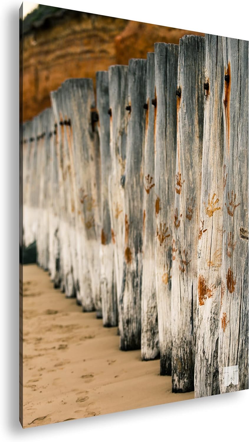 deyoli Wellenbrecher am Strand Format: 80x60 als Leinwandbild, Motiv fertig gerahmt auf Echtholzrahm