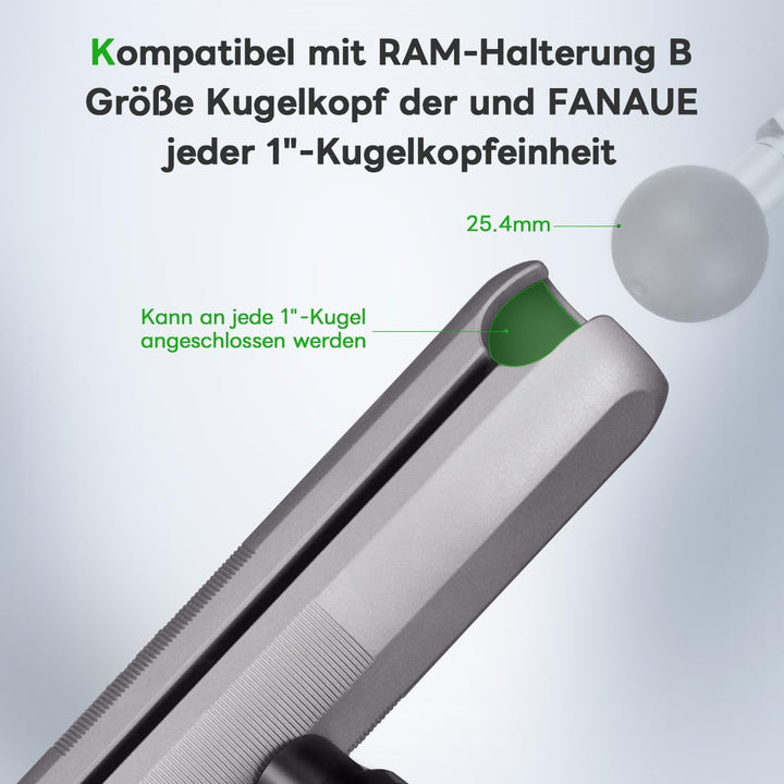 FANAUE Doppelbuchsenarm Kompatibel mit RAM Mounts 1" Ball und Motorrad Fahrrad Telefonhalter, passt