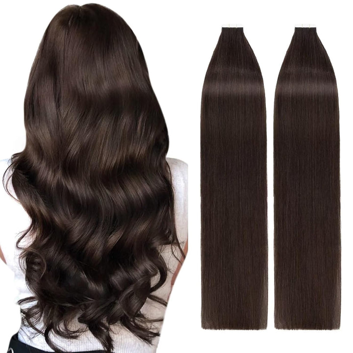 TESS Tape Extensions Echthaar Braun 40 Stück 45 cm Haarverlängerungen Remy Human Hair günstig 100 g