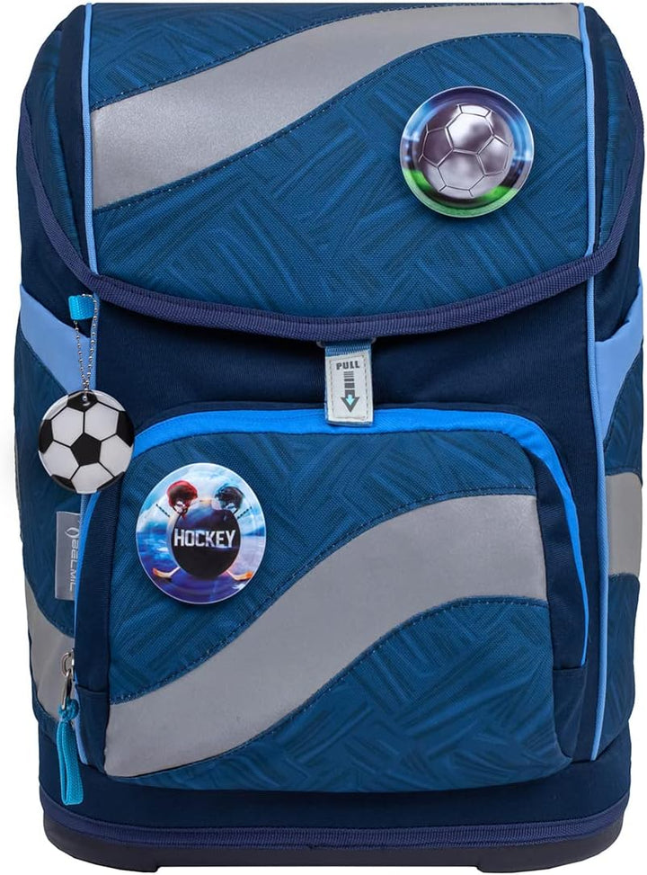 Belmil ergonomischer Schulrucksack Schulranzen Set 5-teilig mit Patch Set, Brustgurt, Hüftgurt, Magn