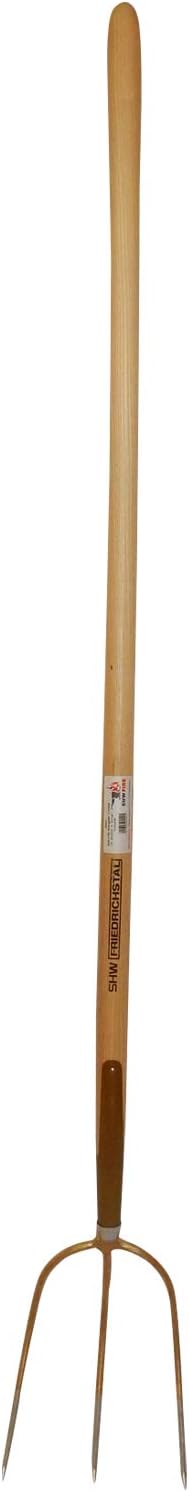 SHW-FIRE Profi Streugabel mit 3 Zinken, Gr. 26 x 20 cm, Schienenzwinge und langlebigem Eschensttiel