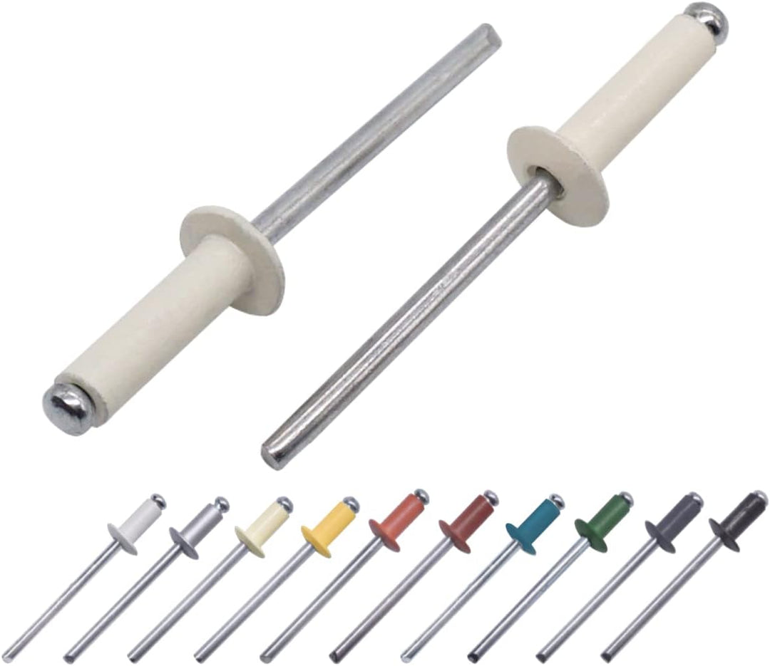 (400 Stück) Lackierte Blindnieten 4,0 x 14 mm, Kuppelkopf, DIN 7337, Aluminiumniete und Stahldorn, P