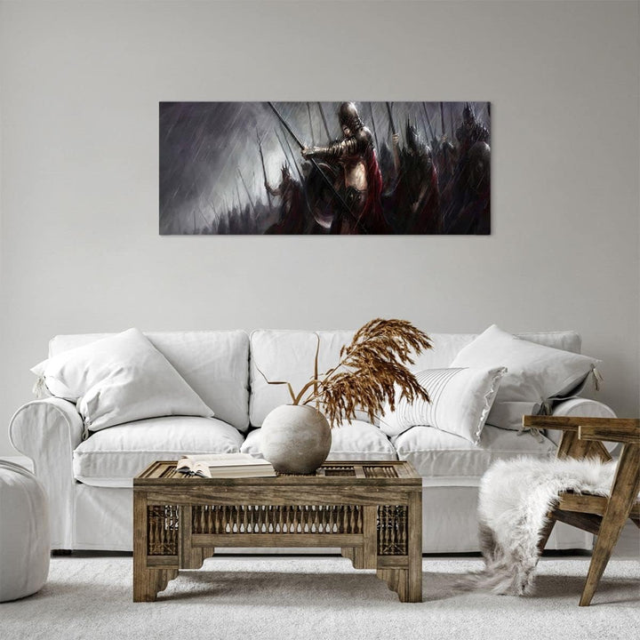 Panorama Bilder auf Leinwand 100x40cm Leinwandbild ritter kampf feld Gross Wanddeko Bild Schlafzimme