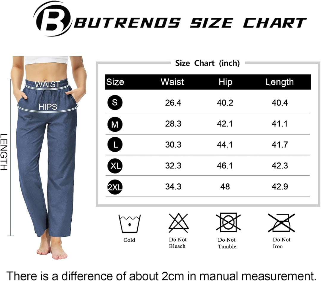 Butrends Damen Jogginghose Baumwolle mit offenem Boden Yoga Sporthose Hohe Taile Trainingshose Loung