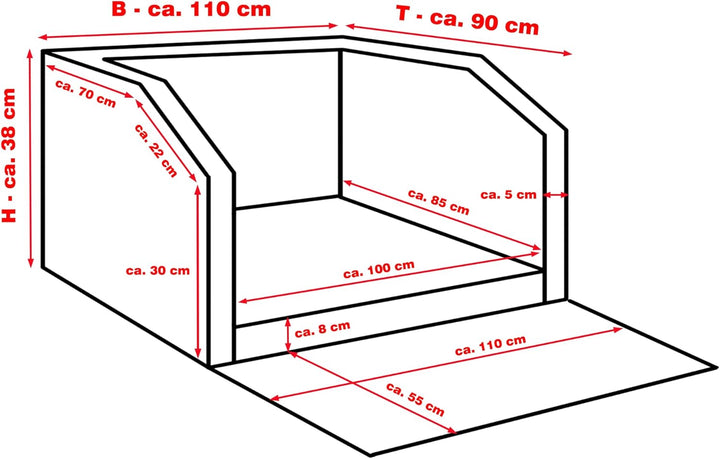 CopcoPet - Travel Bed Hundebett für Kofferraum 110x90x38cm Kunstleder - Kofferraumschutz Hund wasser