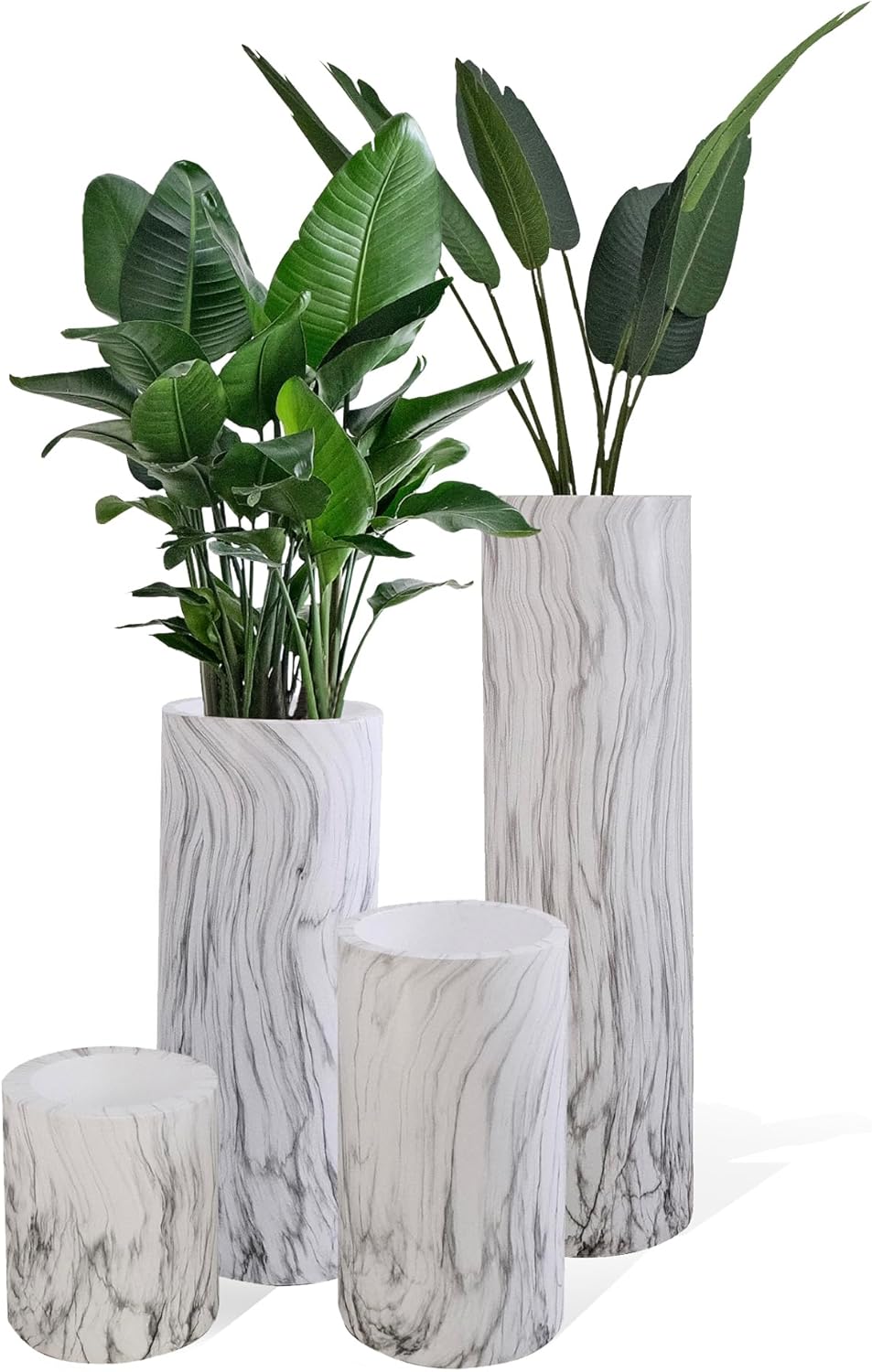 wuuhoo I Pflanzkübel Lily in weisser Marmoroptik mit Pflanzeinsatz I Wetterfest für Innen und Aussen