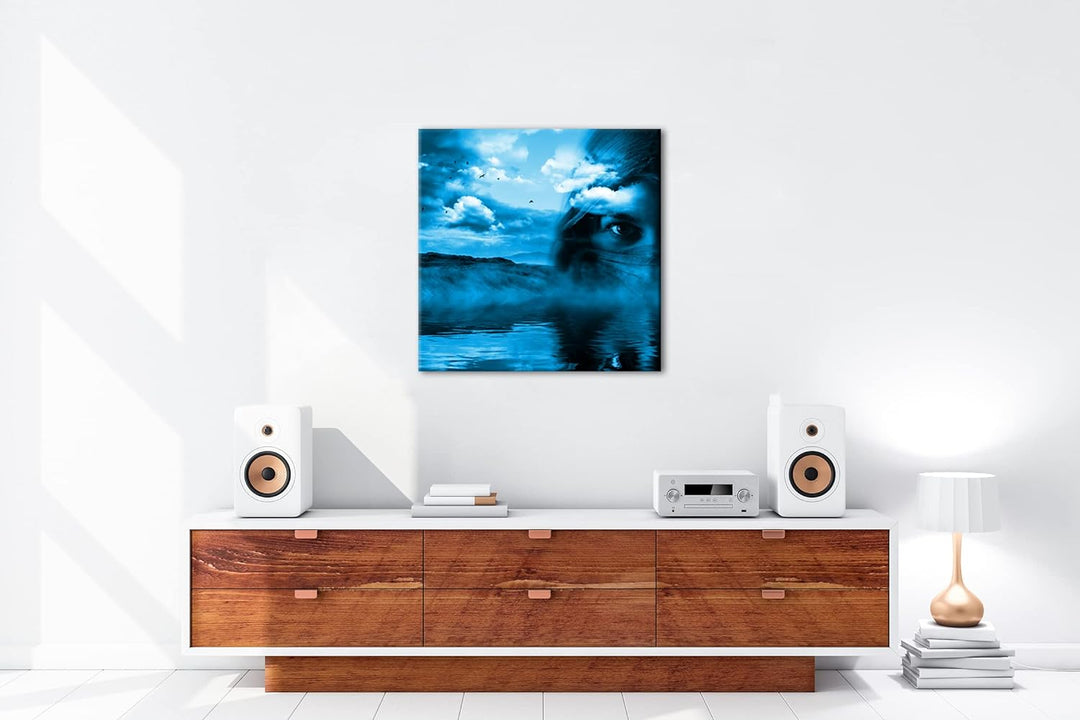 deyoli verschleierte Frau Format: 40x40 Effekt: Monocrome Blau als Leinwand, Motiv fertig gerahmt au