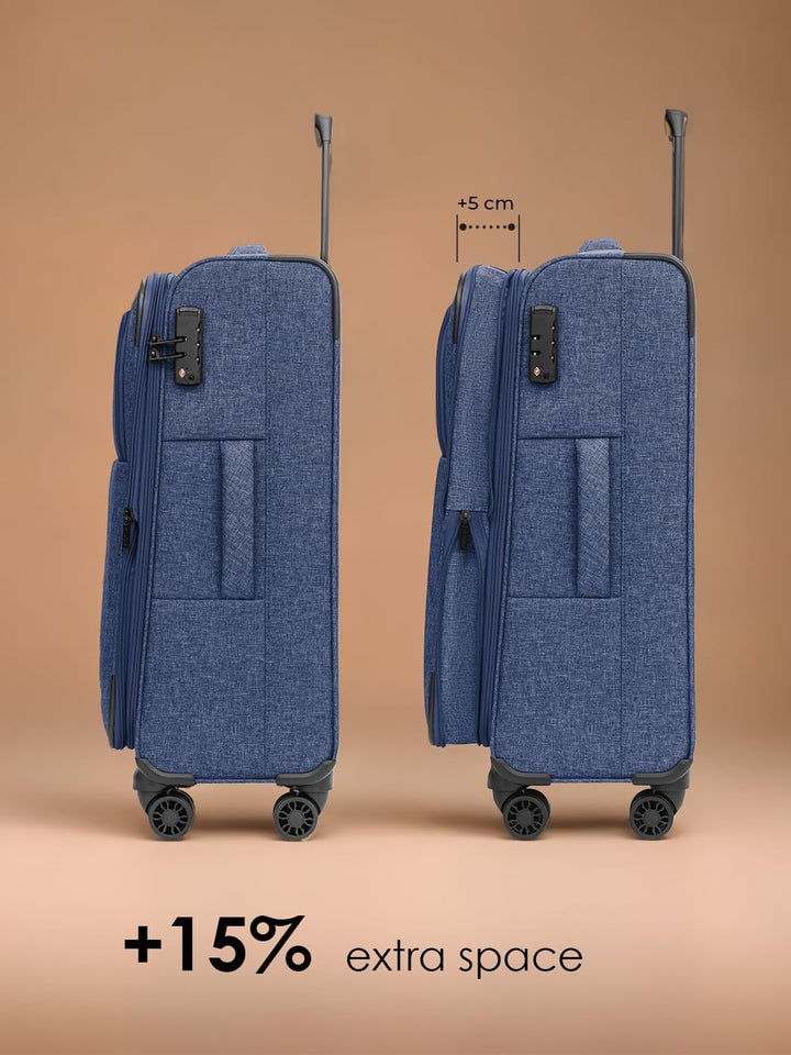 REDOLZ MEDIUM Weichschalen Koffer für Männer & Frauen | Leichter Trolley 67 cm mit 4 Doppelrollen &