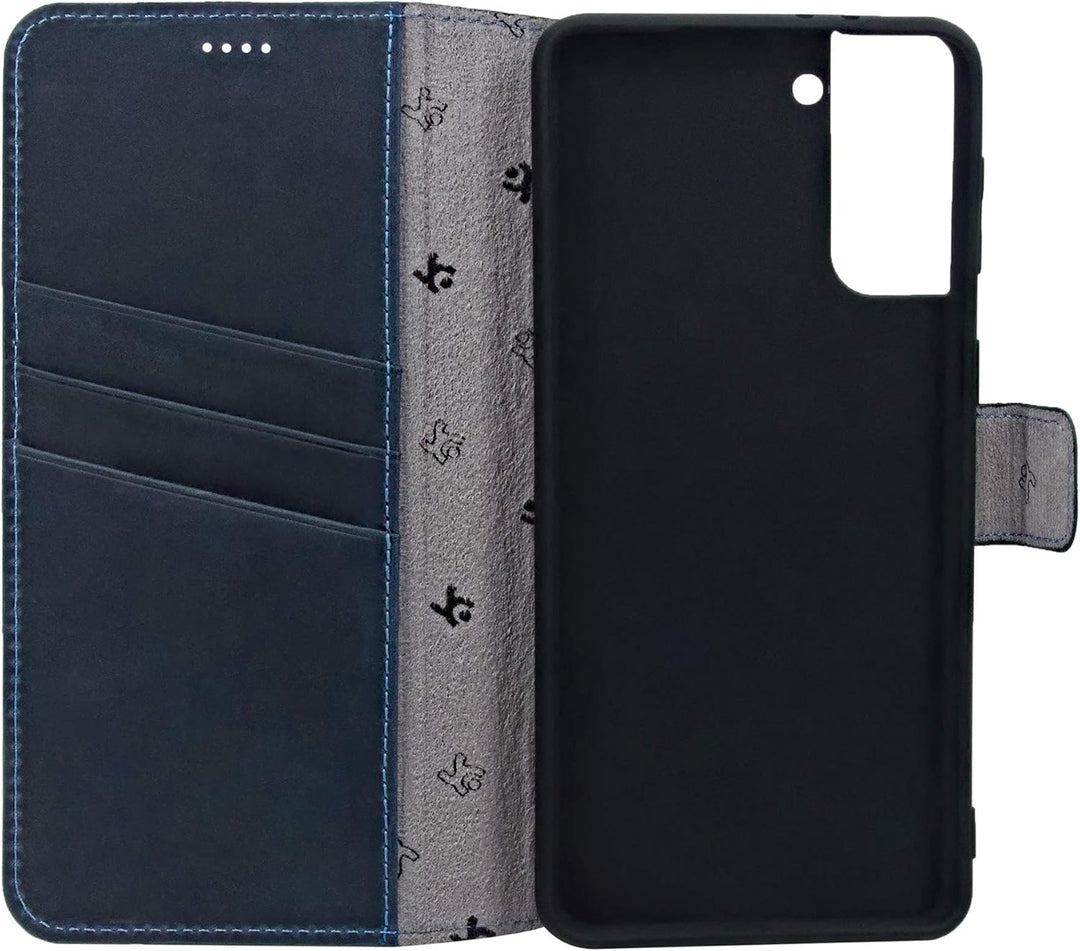 Suncase Book-Style Hülle kompatibel mit Samsung Galaxy S22 Plus 5G Leder Tasche (Slim-Fit) Lederhüll