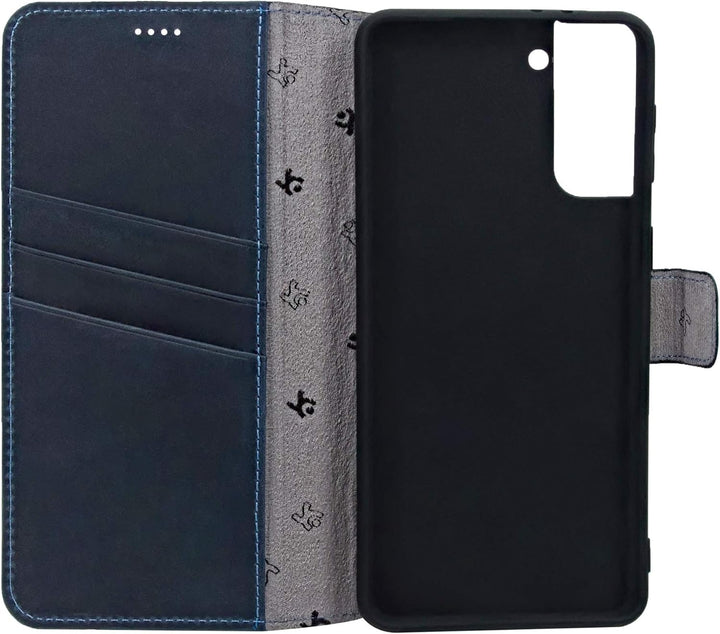 Suncase Book-Style Hülle kompatibel mit Samsung Galaxy S22 Plus 5G Leder Tasche (Slim-Fit) Lederhüll
