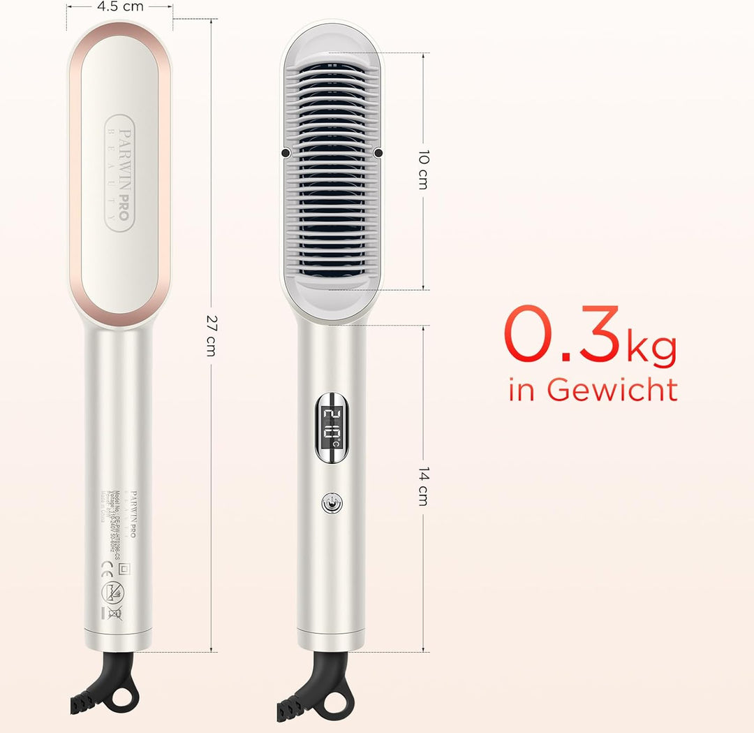 Ionen Glättbürste - PARWIN PRO BEAUTY Haarglätter Bürste - Glättungsbürste mit LED-Anzeige - Hair St