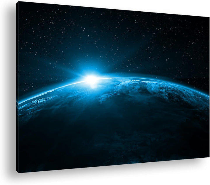 deyoli Sonnenaufgang im Universum Format: 80x60 Effekt: Monocrome Blau als Leinwandbild, Motiv ferti