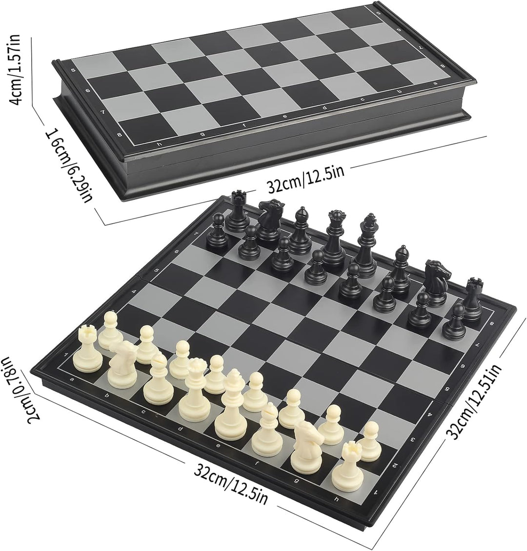 Andux Faltbares magnetisches DREI-in-einem-Brettspiel-Set, Schach, Backgammon, Dame CXYXQ-02 (L) L:3