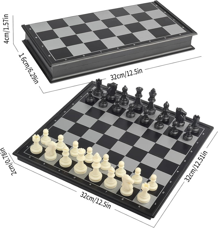 Andux Faltbares magnetisches DREI-in-einem-Brettspiel-Set, Schach, Backgammon, Dame CXYXQ-02 (L) L:3