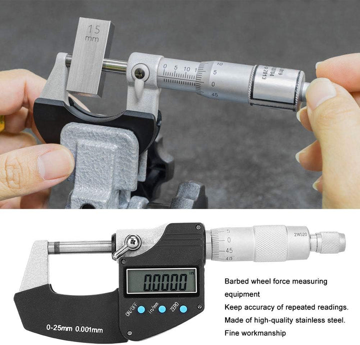 Digit Aussenmikrometer Zoll Mikrometer Grossbild Digital Metric Imperial 0,001 mm Genauigkeit 0‑25 m