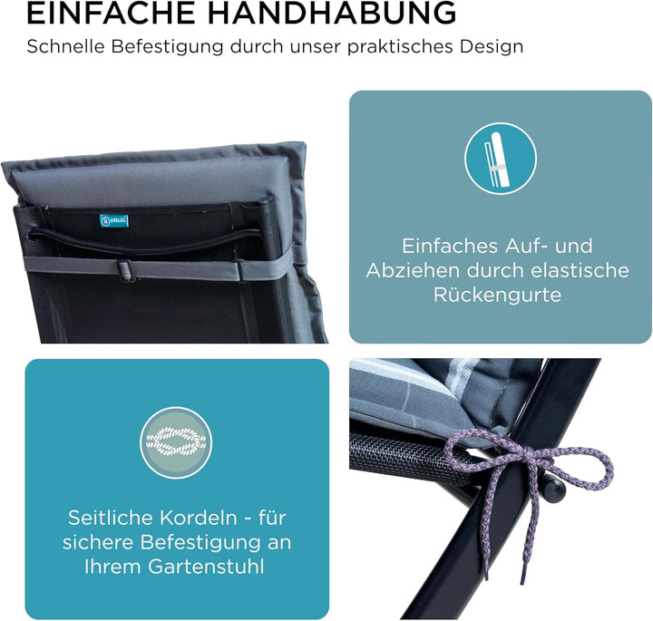 gardisun Gartenstuhlauflagen Hochlehner mit Kopfteil I Extra Dicke Sitzauflagen I Made in Europe I P