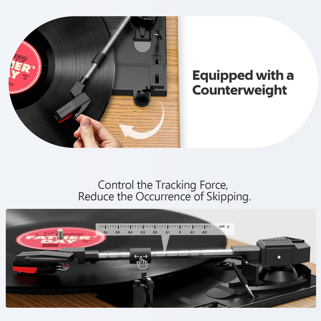 Plattenspieler, FYDEE Vinyl Plattenspieler Bluetooth Schallplattenspieler Vintage Turntable mit Eing