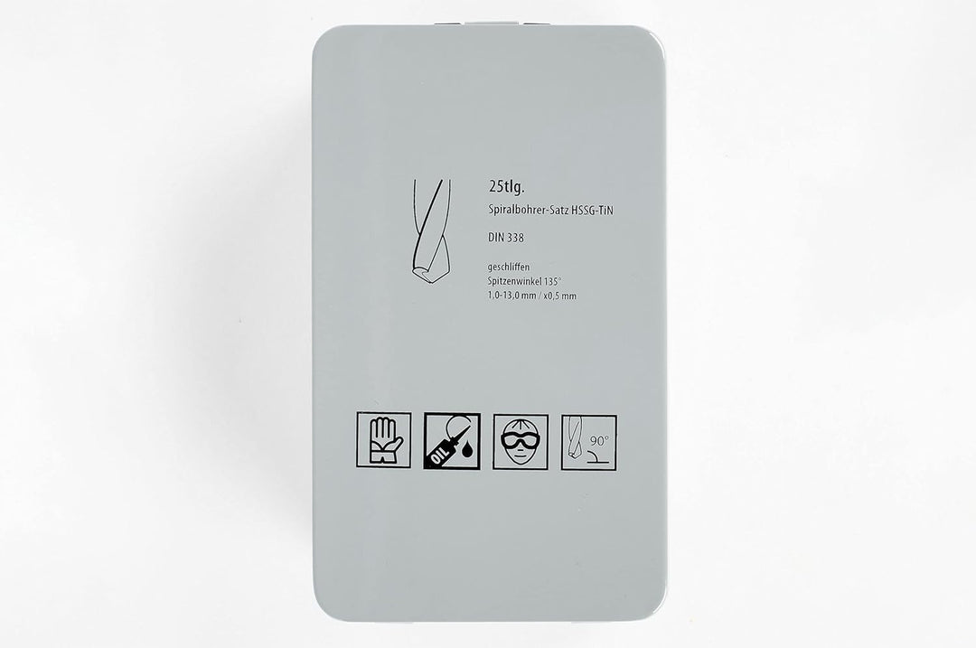 GSR Spiralbohrer Set, 25-teilig, Stahlbohrer Satz nach DIN 338, HSS-G TiN Metallbohrer Set 1-13mm, G