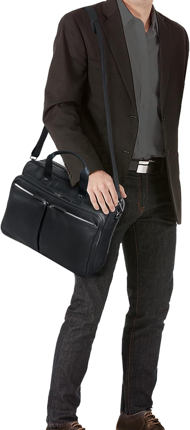 STILORD 'Remus' Ledertasche Umhängetasche Leder Aktentasche Gross 15,6 Zoll Laptoptasche abnehmbarer