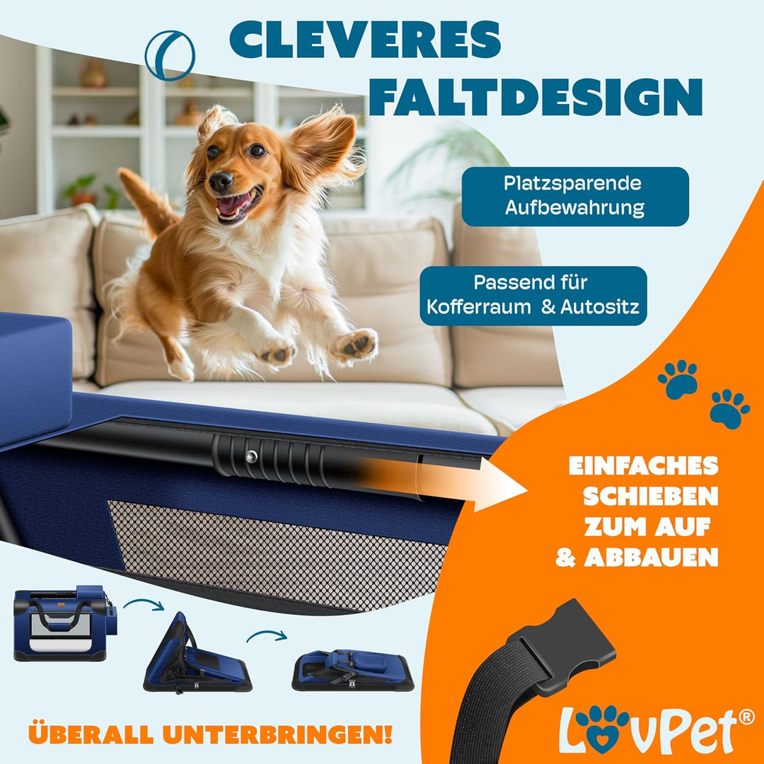 Lovpetยฎ Transportbox Hund Katze Transporttasche L 70x52x52cm | Hunde-Tragetasche Faltbare Katzentasc