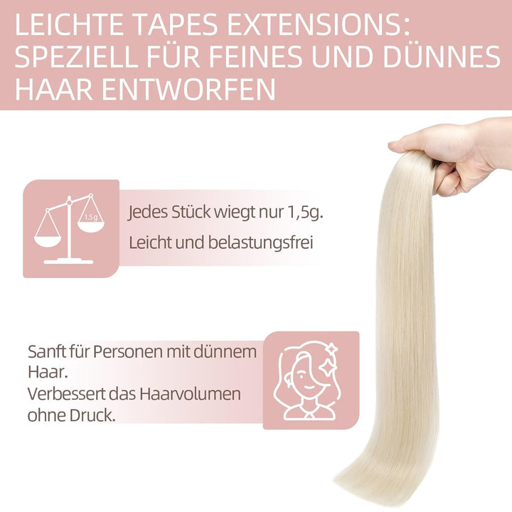 Silk-co Tape in Extensions Echthaar 20stk, leicht Version Tape Extensions Echthaar, Remy Haarextensi