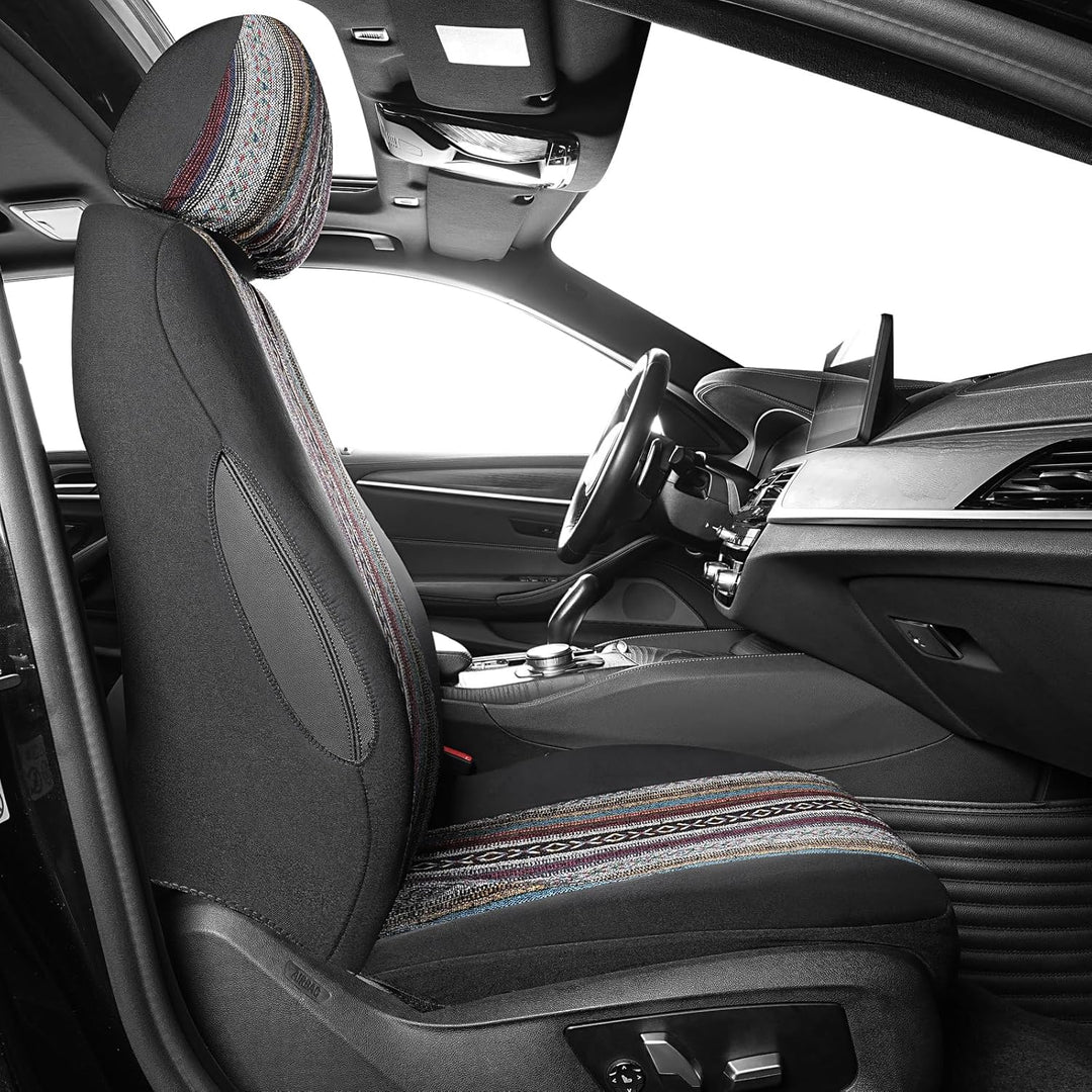 SOBONITO Auto-Sitzbezüge Vordersitze,Baja-Stil,Auto-Sitzschoner,Auto-Schonbezüge,Schweres Deckentuch