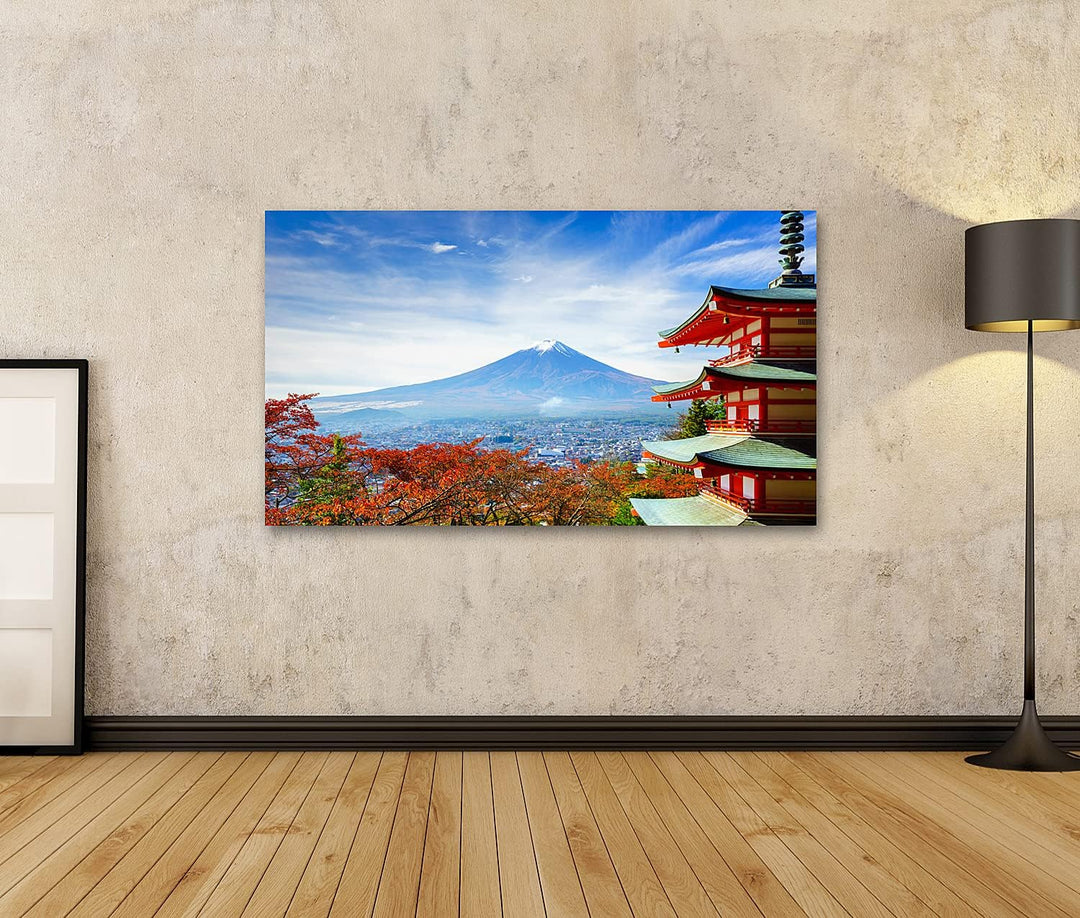 islandburner Bild auf Leinwand Berg Fuji Mit Chureito Pagode Im Herbst Fujiyoshida Japan Bilder Wand