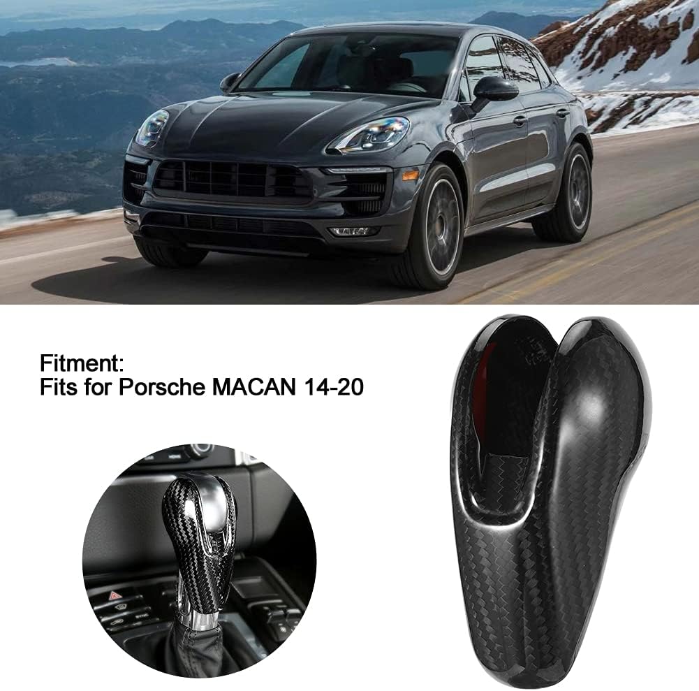Auto Schaltknauf Abdeckung, Kohlefaser Schaltknauf Abdeckung Innenverkleidung Passt für Porsche MACA