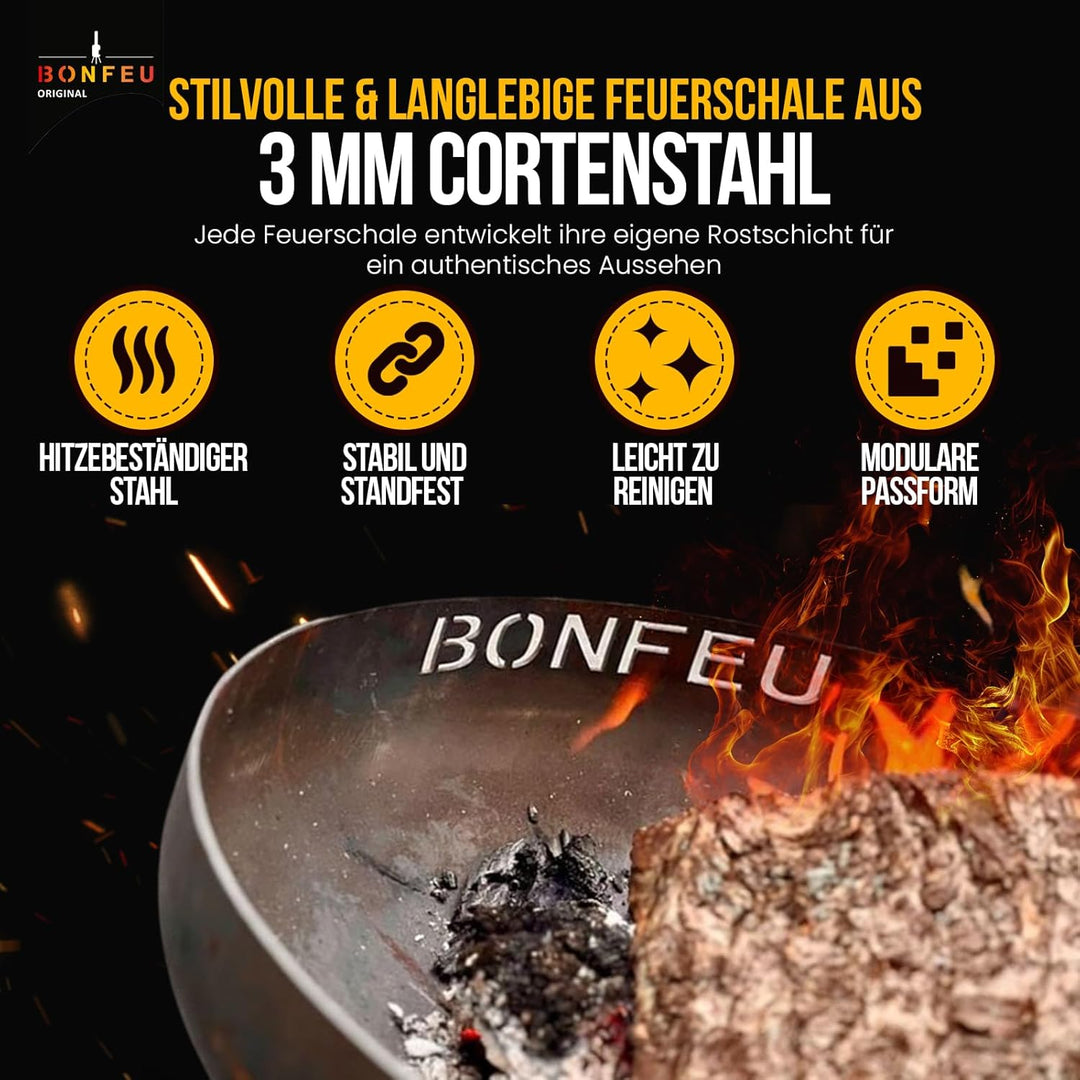 BonFeu BonBowl Feuerschale 80cm - Feuerschalen für den Garten - Feuerstelle Outdoor - Feuerschale mi